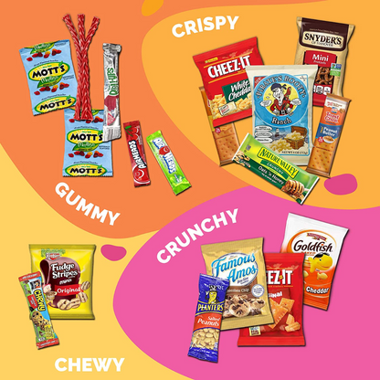 Snack Box Variety Pack, (20 Count) valintines Candy Gift Basket - College Student Care Package, Thanksgiving, Xmas Food Arrangement Chips, Cookies, Bars - Birthday Treats for Adults, Kids - My Store