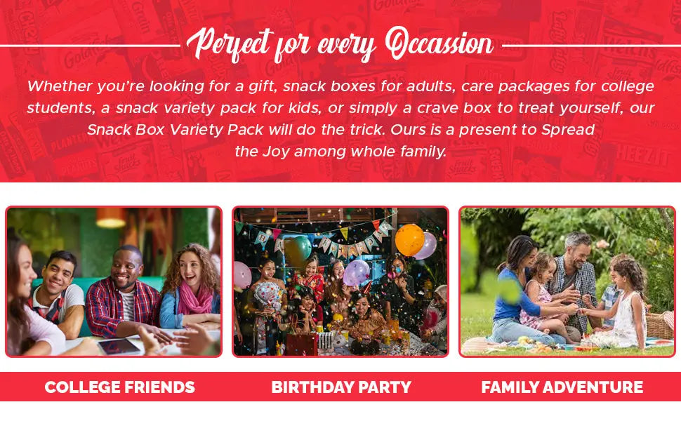 Snack Box Variety Pack Care Package (100 Count)  Gift Basket for Kids Adults Teens Family College Student - Crave Food Birthday Arrangement Candy Chips Cookies - My Store