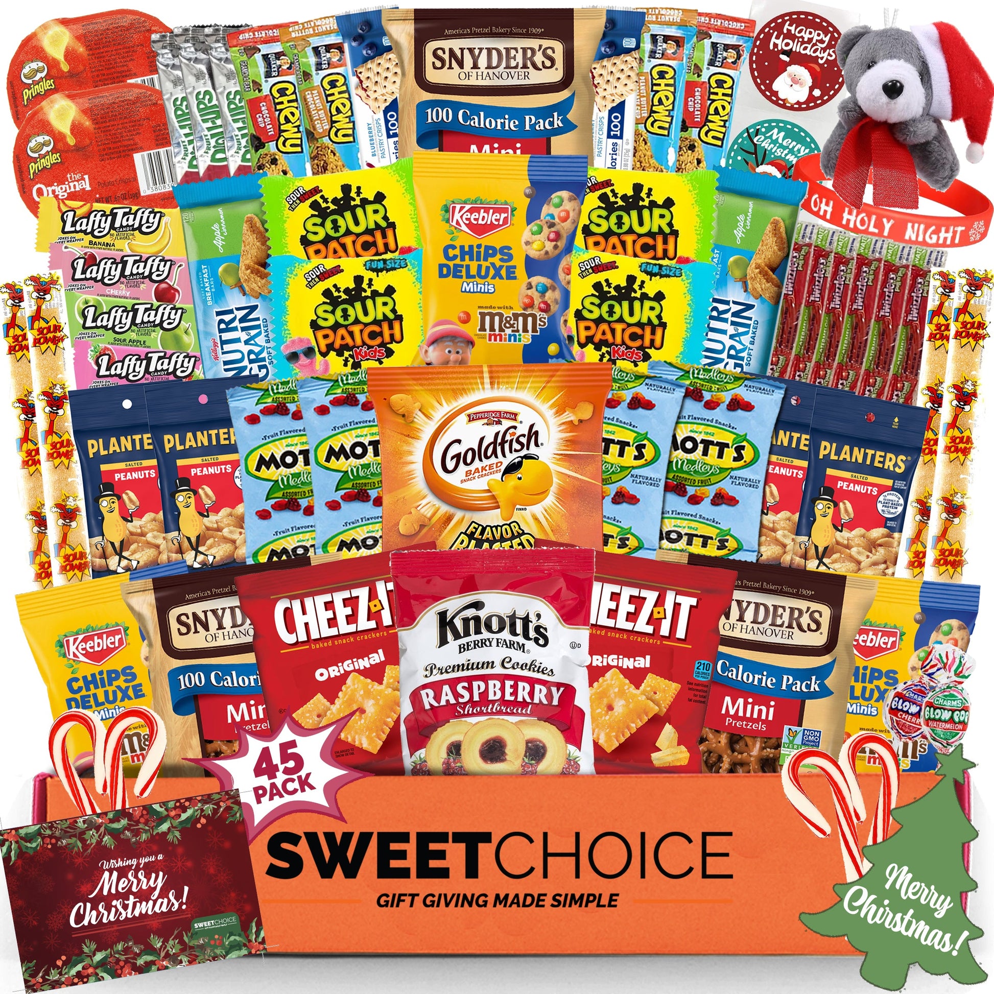 Christmas Gift Basket Care Package (45 Count) Candy Snacks Cookies Bars Chips Holiday Gift Baskets Variety Gift Box Pack Assortment Basket Bundle Mix Of Treats College Students Office Kids Boys Girls - My Store