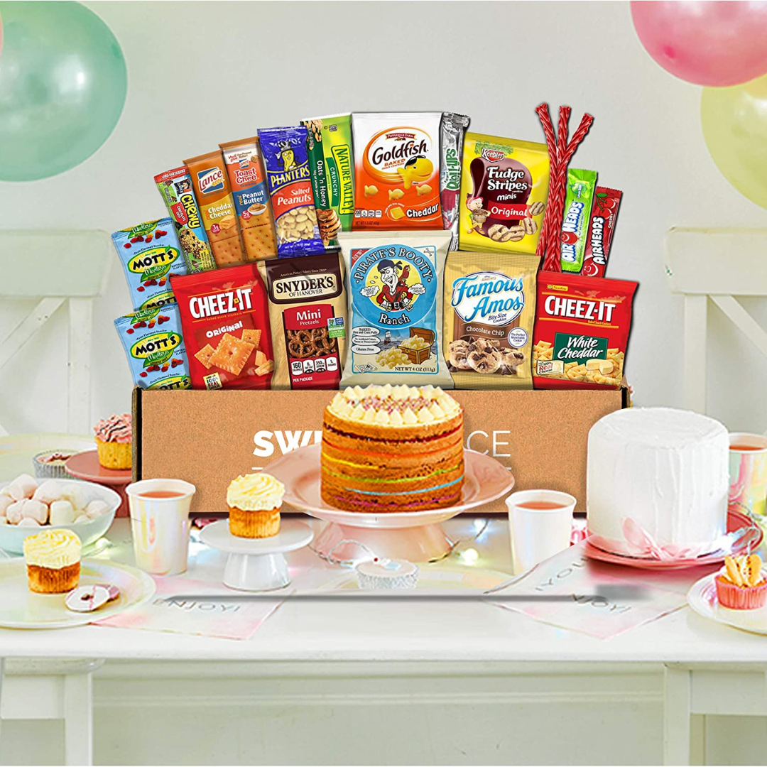 Snack Box Variety Pack, (20 Count) valintines Candy Gift Basket - College Student Care Package, Thanksgiving, Xmas Food Arrangement Chips, Cookies, Bars - Birthday Treats for Adults, Kids - My Store