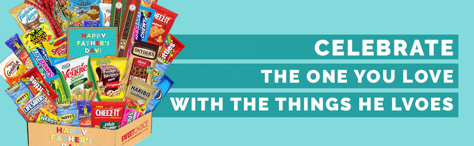 Fathers Day Gift Basket Gift For Dad Care Package (50 Count)Ultimate Men's box Sampler Bars,Beef Jerkey, Cookies, Chips, Candy Snacks Variety Box Pack Office Friends Family Military Treats - My Store