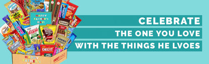 Fathers Day Gift Basket Gift For Dad Care Package (50 Count)Ultimate Men's box Sampler Bars,Beef Jerkey, Cookies, Chips, Candy Snacks Variety Box Pack Office Friends Family Military Treats - My Store