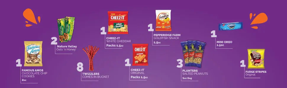 Snack Box Variety Pack (40 Count) Candy Gift Basket - College Student Care Package, Prime Food Arrangement Chips, Cookies, Bar's