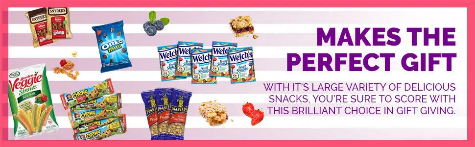 Snack Box Variety Pack (40 Count) Candy Gift Basket - College Student Care Package, Prime Food Arrangement Chips, Cookies, Bar's - My Store