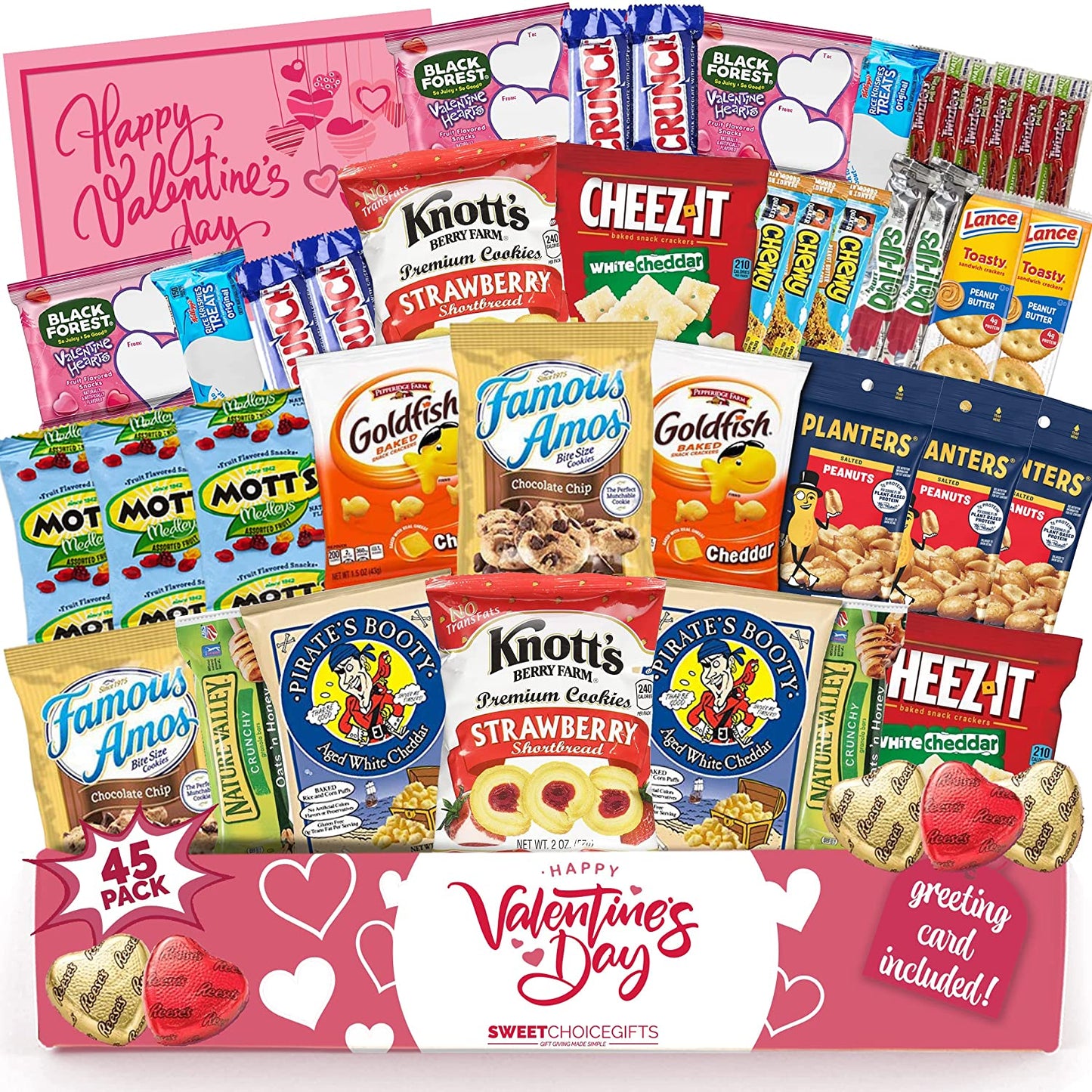 Valentine's Day Care Package (45ct) Snacks Chocolates Candy Gift Box Assortment Variety Bundle Crate Present for Boy Girl Friend Student College Child Husband Wife Boyfriend Girlfriend Love Niece - My Store