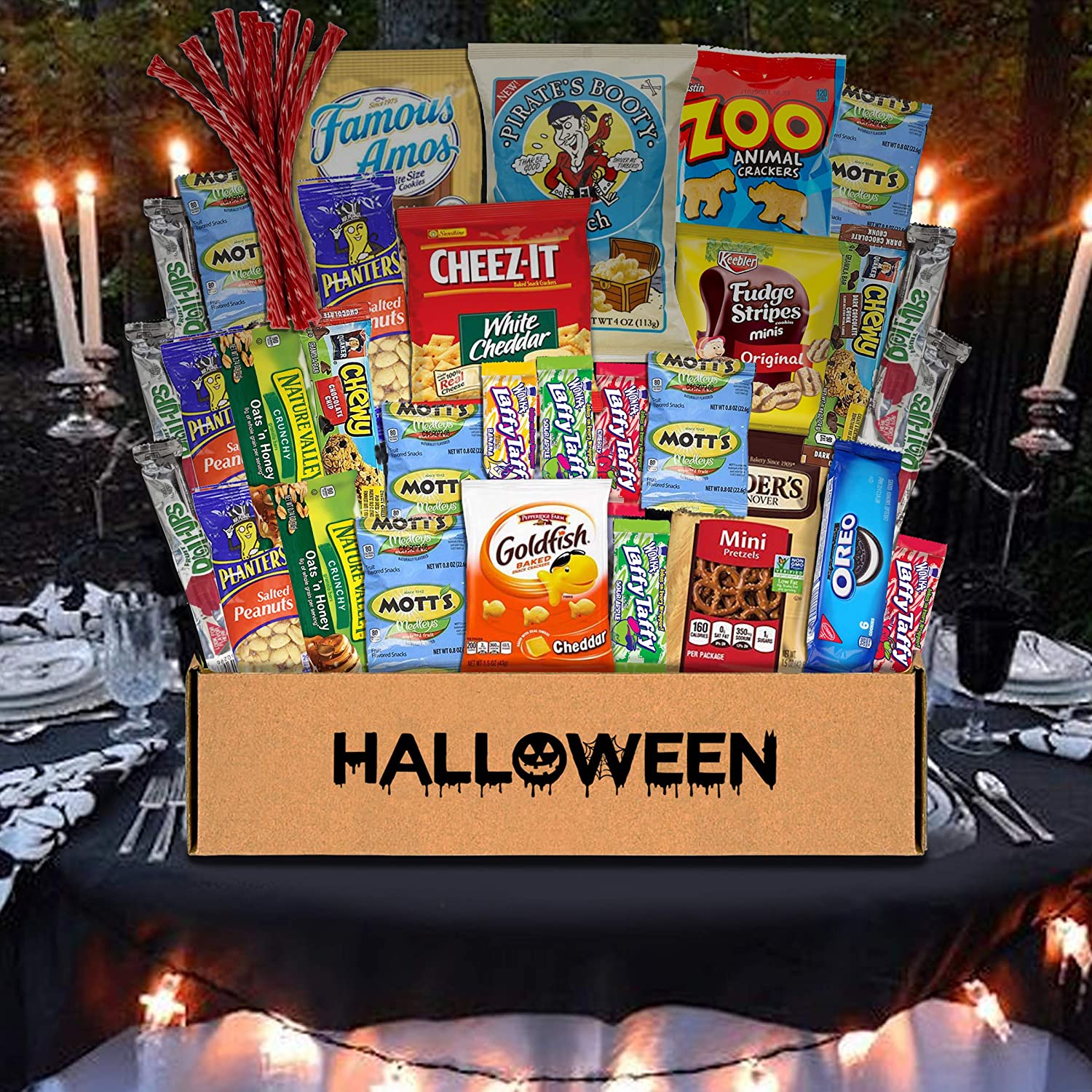 Halloween Package (38) Candy Snacks Assortment Trick or Treat Cookies Food Bars Toys Variety Gift Pack Box Bundle Mixed Bulk Sampler for Children Kids Boys Girls College Students - My Store
