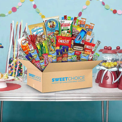 Snack Box Variety Pack (50 Count) Candy Gift Basket - College Student Care Package, Prime Food Arrangement Chips, Cookies, Bar's - Ultimate Birthday Treat for Women, Men, Adults, Teens, Kids - My Store