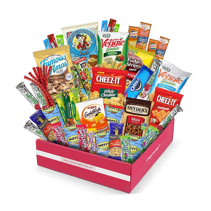 Snack Box Variety Pack (50 Count) Candy Gift Basket - College Student Care Package, Prime Food Arrangement Chips, Cookies, Bar's - Ultimate Birthday Treat for Women, Men, Adults, Teens, Kids - My Store
