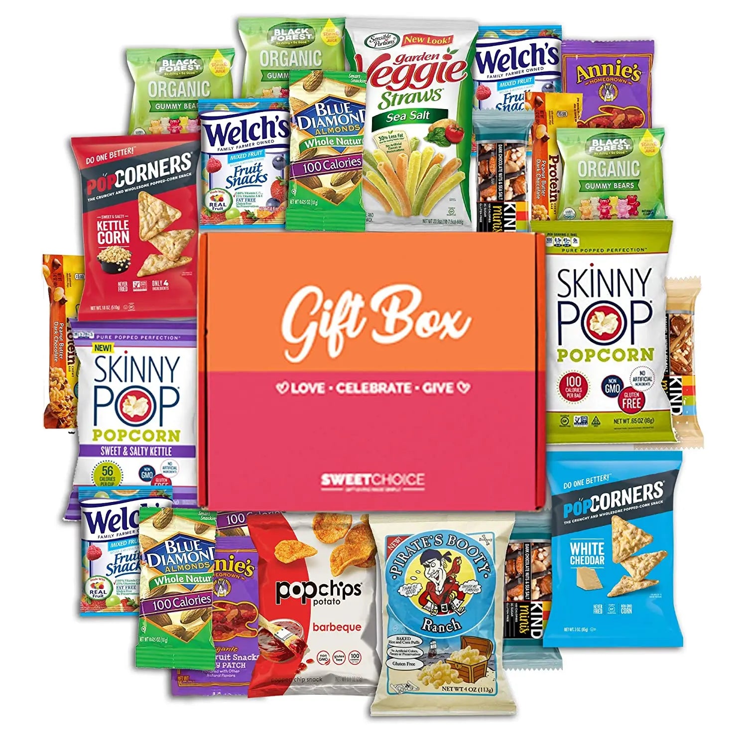 Snack Box Gluten Free Healthy Snacks Care Package (20 Count) for College Students, Exams, Father's Day, Mothers Day,Military, Finals, Office and Gift Ideas. Chips, Popcorn, and granola Bars. - My Store