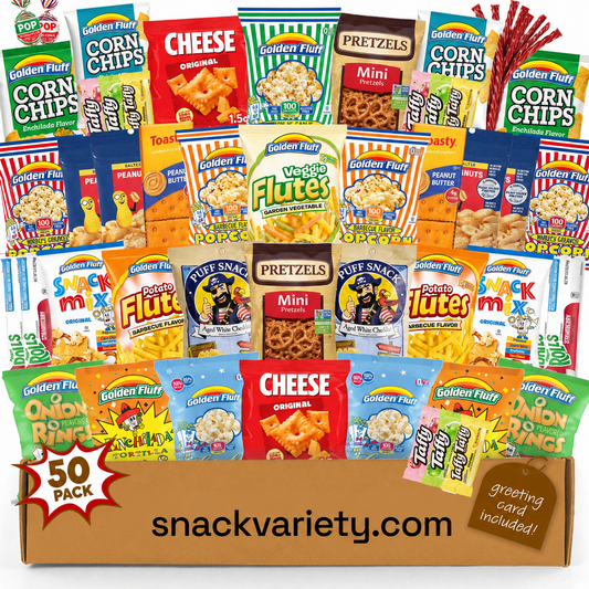 KOSHER-50 Count Snack Variety Pack – Sweet & Salty Assortment, Chips, Popcorn, Candy & Crackers – Individually Wrapped Snacks for Office, School, Parties & Care Packages